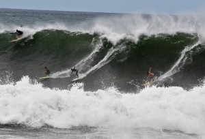 Surfers at Sunset Beach Oahu Surfers on big waves at Sunset Beach Oahua