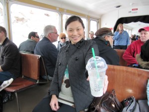 Susan sharing on Pike's Peak Susan sharing an empty coffee on Pike's Peak